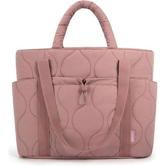 BAGSMART Puffer Tote Bag Quilted Travel Shoulder Bag Large Zipper Handbag - Picture 7 of 7